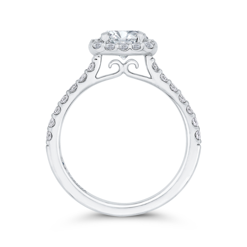 Diamond Halo Engagement Ring in 14K White Gold (Semi-Mount)