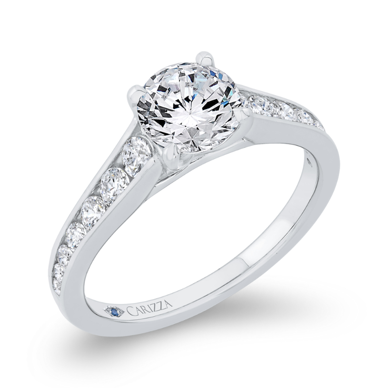 Channel Set Diamond Engagement Ring in 14K White Gold (Semi-Mount)
