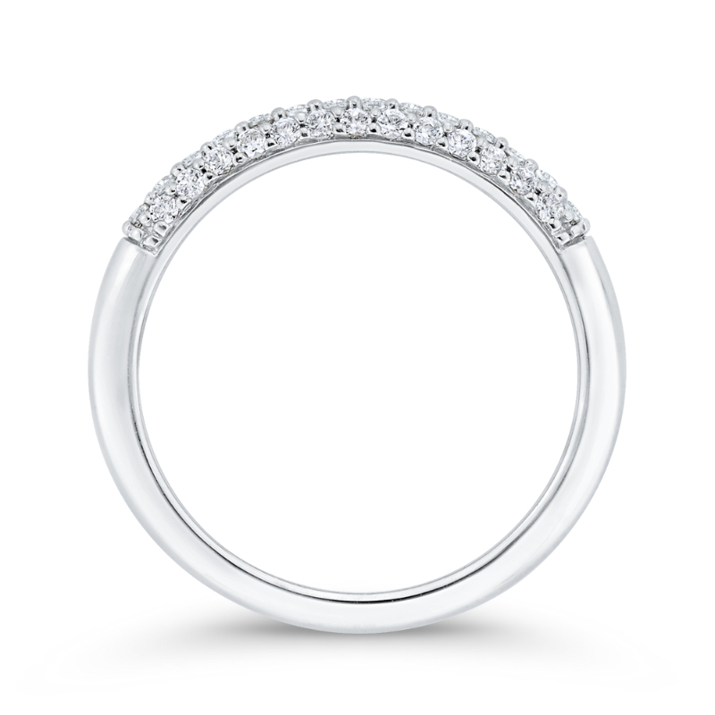 Three Row Diamond Wedding Band in 14K White Gold