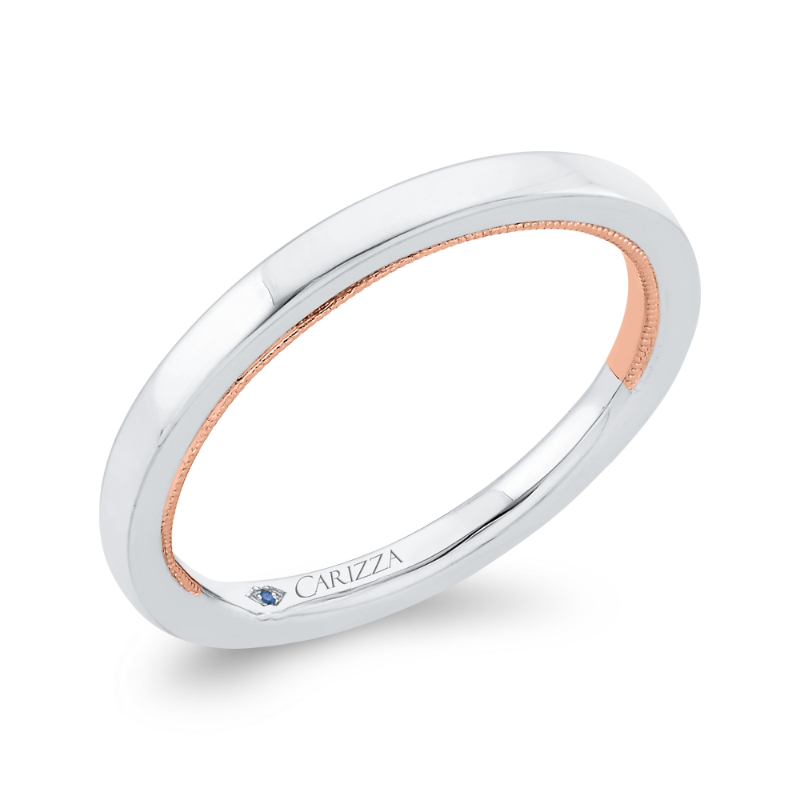 Plain Wedding Band in 14K Two Tone Gold