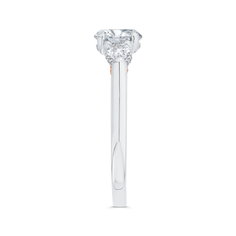 Round Diamond Three-Stone Plus Engagement Ring in 14K Two Tone Gold (Semi-Mount)