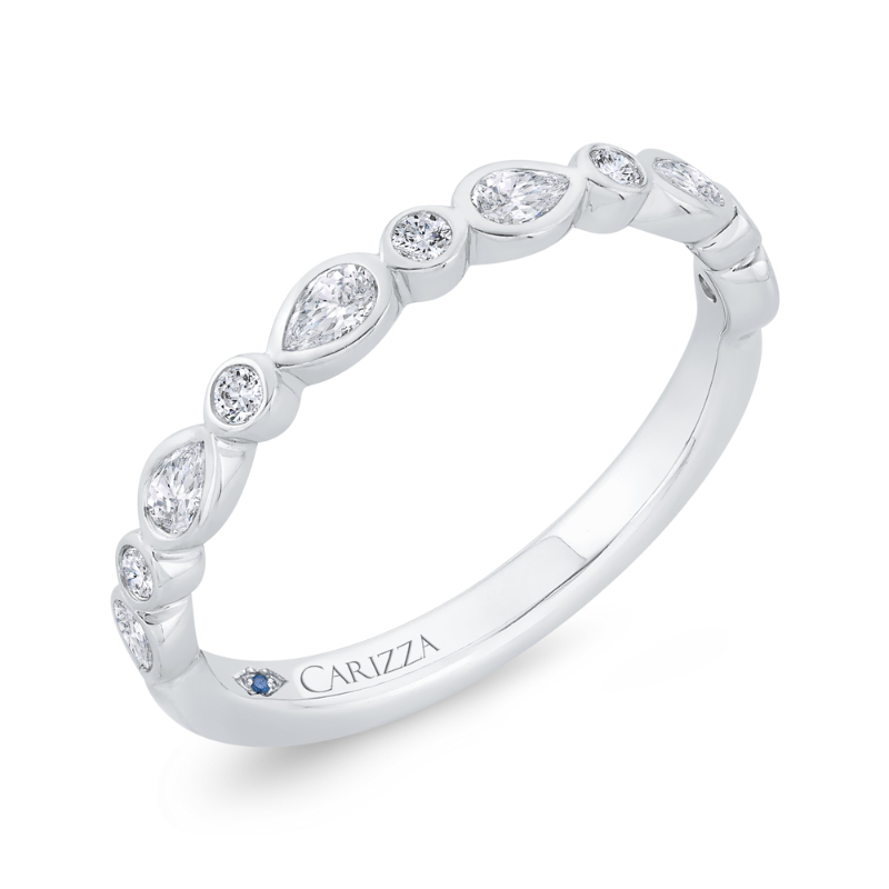 Bezel Set Diamond Wedding Band in 14K White Gold