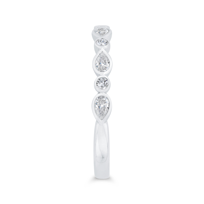 Bezel Set Diamond Wedding Band in 14K White Gold
