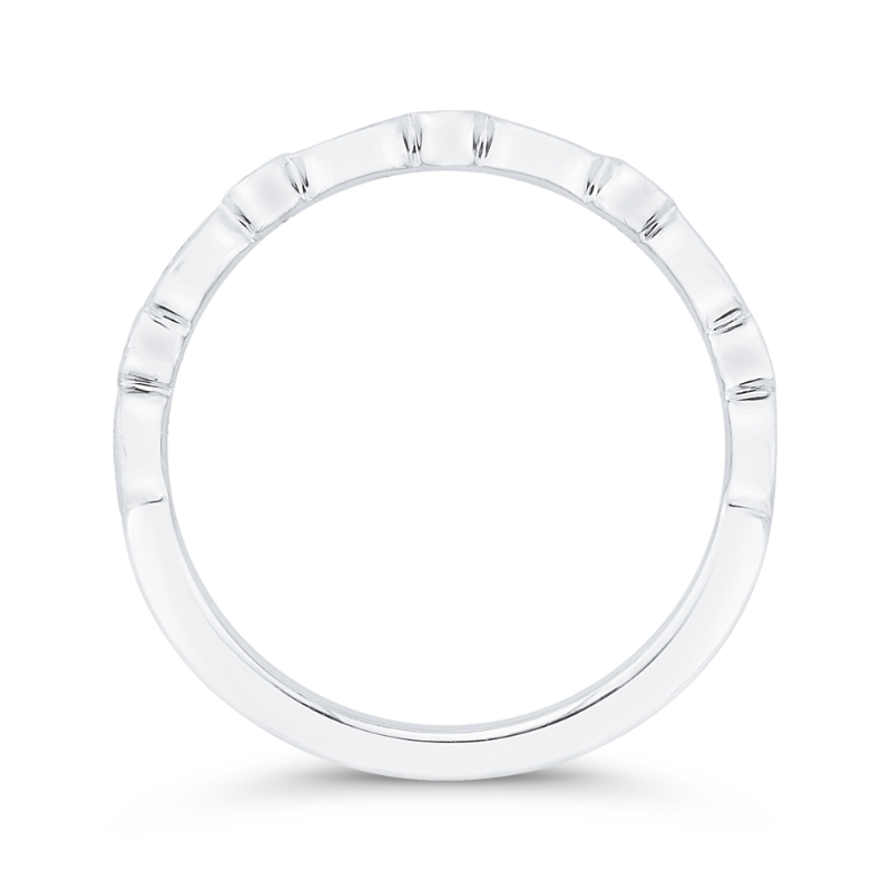 Bezel Set Diamond Wedding Band in 14K White Gold