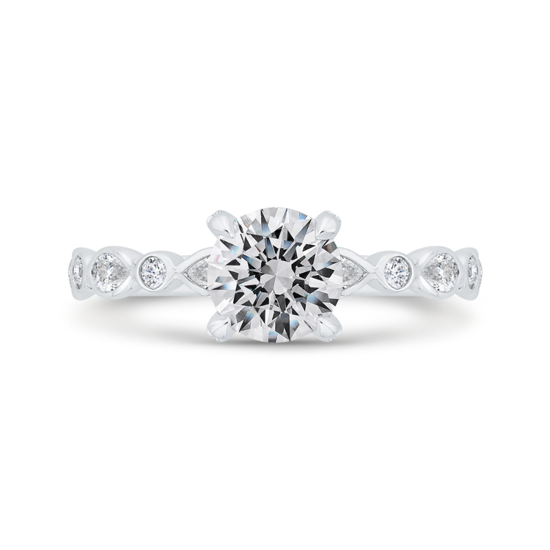 Bezel Set Round Diamond Engagement Ring in 14K White Gold (Semi-Mount)