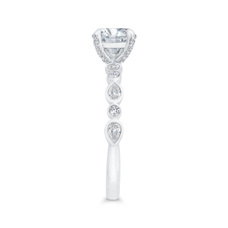 Bezel Set Round Diamond Engagement Ring in 14K White Gold (Semi-Mount)