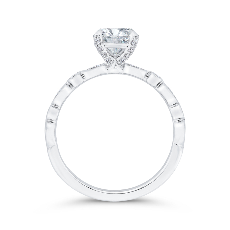 Bezel Set Round Diamond Engagement Ring in 14K White Gold (Semi-Mount)