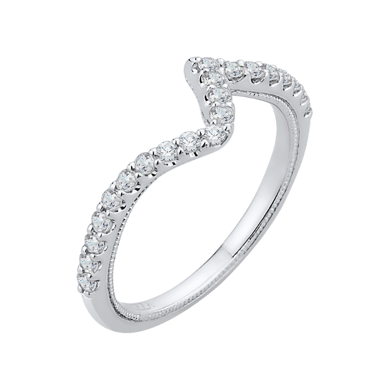 Round Diamond Half-Eternity Wedding Band in 14K White Gold