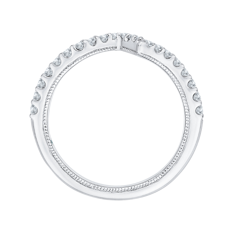 Round Diamond Half-Eternity Wedding Band in 14K White Gold