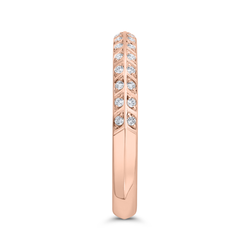 Double Row Diamond Wedding Band with Round Shank in 14K Rose Gold