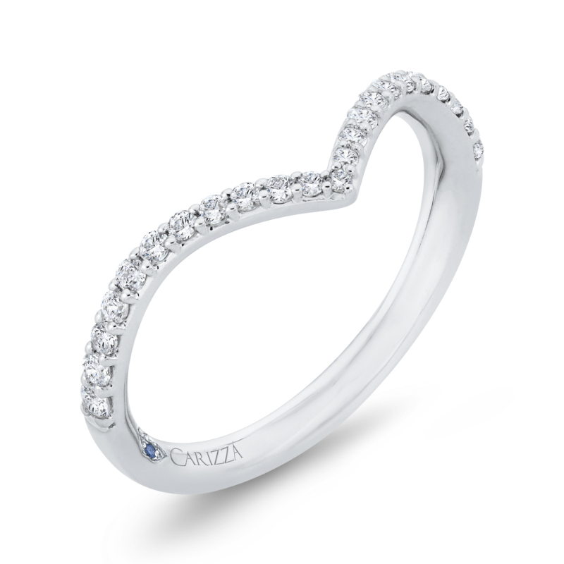 Half Run Diamond Wedding Band in 14K White Gold