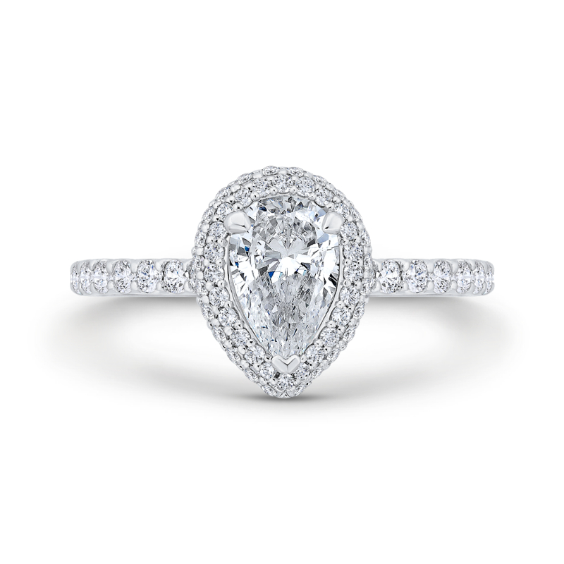 Pear Cut Diamond Double Halo Engagement Ring  in 14K White Gold (Semi-Mount)