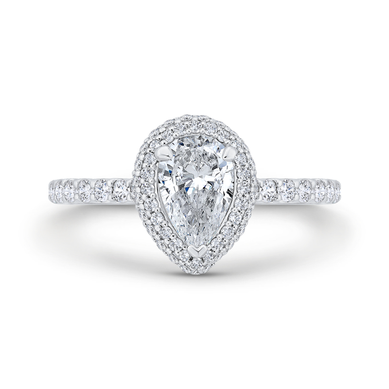 Pear Cut Diamond Double Halo Engagement Ring  in 14K White Gold (Semi-Mount)