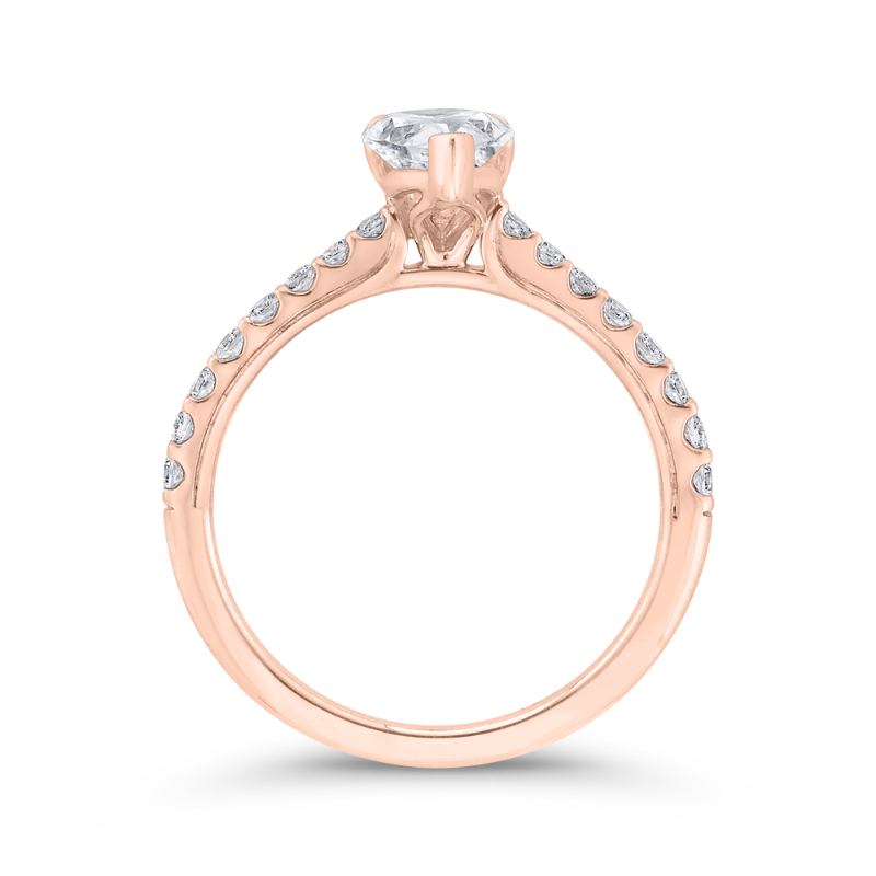 Cushion Cut Diamond Solitaire Plus Engagement Ring in 14K Rose Gold (Semi-Mount)