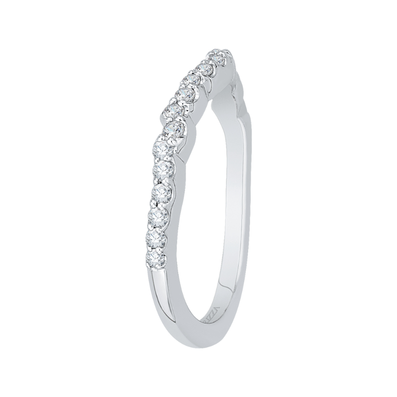Round Diamond Half-Eternity Wedding Band in 14K White Gold