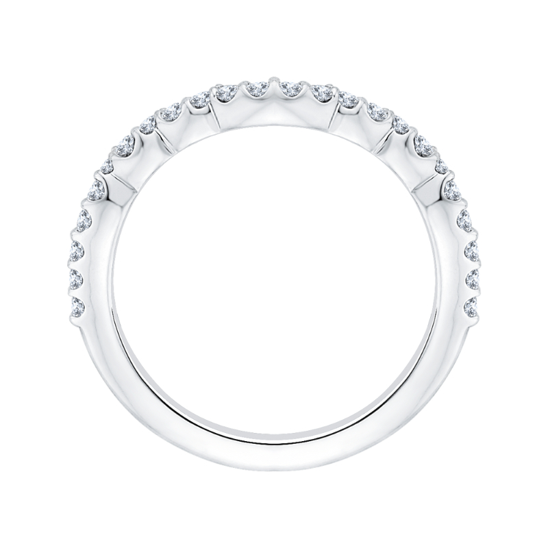 Round Diamond Half-Eternity Wedding Band in 14K White Gold