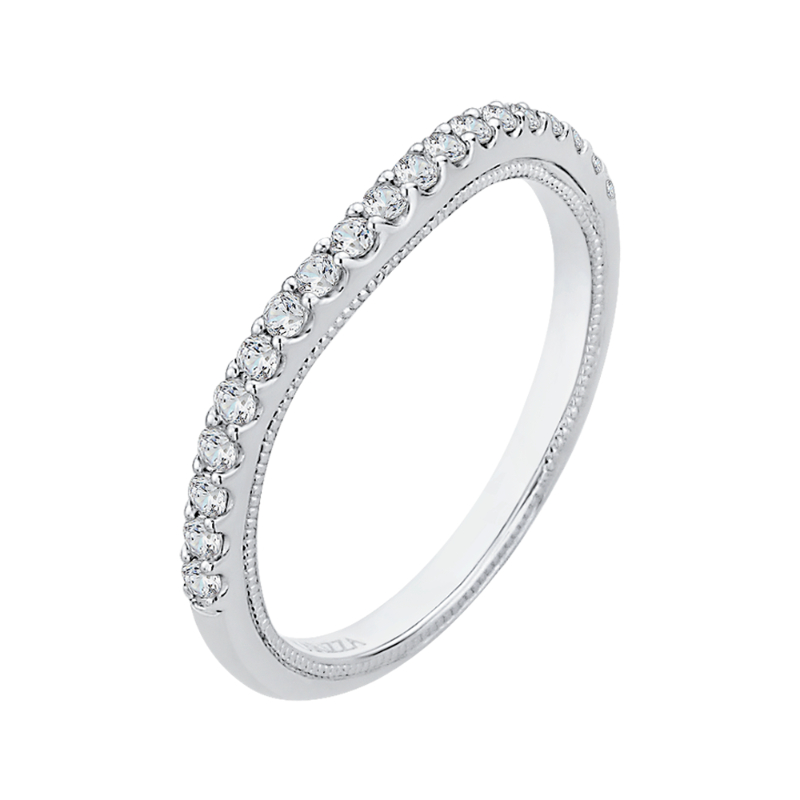 Round Diamond Wedding Band in 14K White Gold
