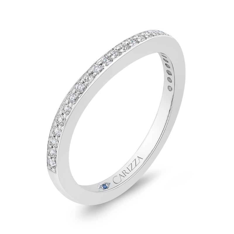 Round Diamond Half-Eternity Wedding Band in 14K White Gold