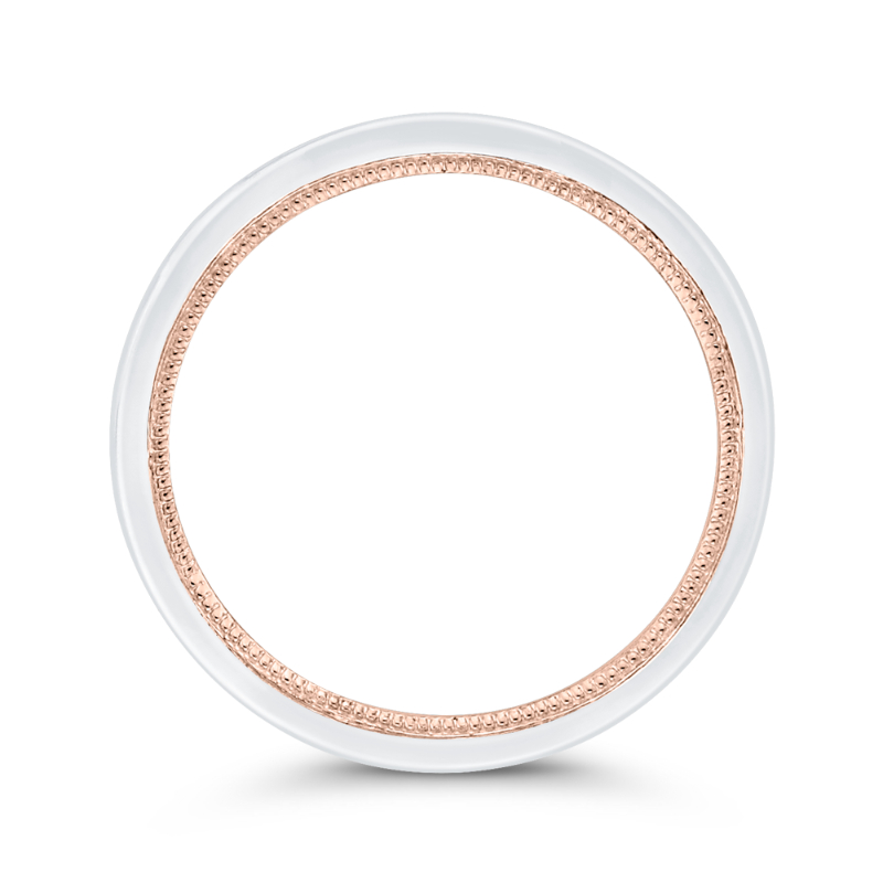 Round Diamond Half-Eternity Wedding Band in 14K Two Tone Gold