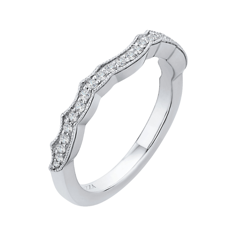 Round Diamond Half-Eternity Wedding Band in 14K White Gold