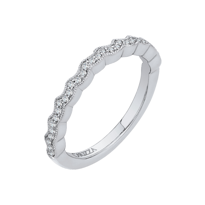 Round Diamond Wedding Band in 14K White Gold