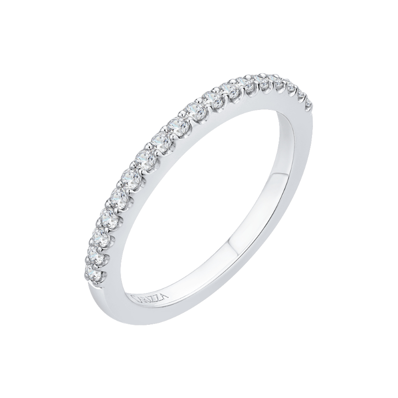 Round Diamond Half-Eternity Wedding Band in 14K White Gold