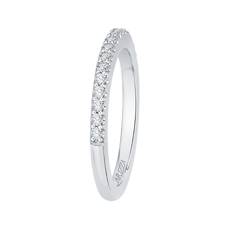Round Diamond Half-Eternity Wedding Band in 14K White Gold