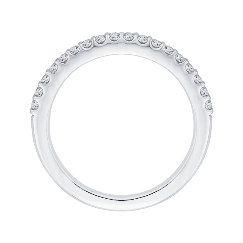 Round Diamond Half-Eternity Wedding Band in 14K White Gold