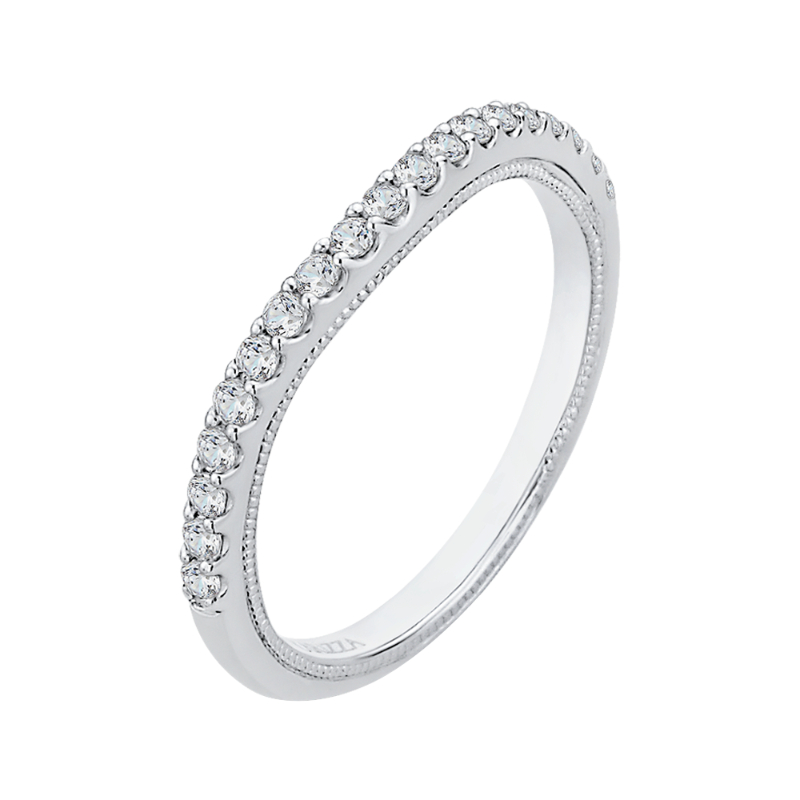 Round Diamond Half-Eternity Wedding Band in 14K White Gold