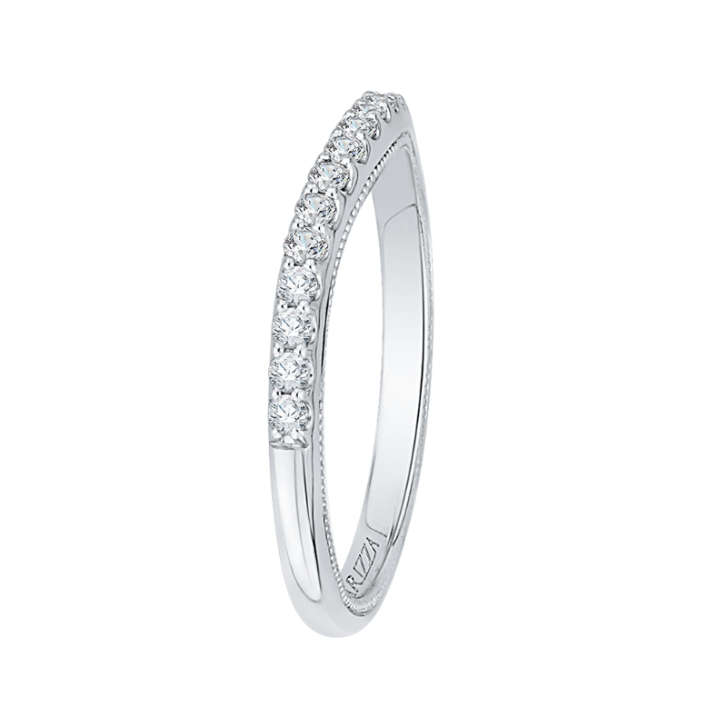 Round Diamond Half-Eternity Wedding Band in 14K White Gold