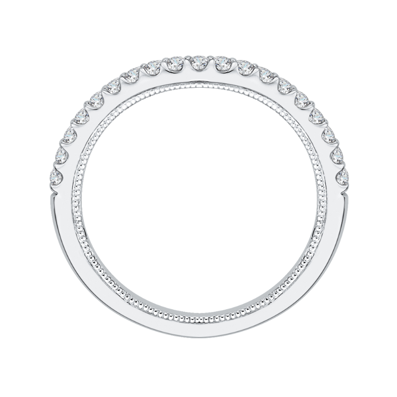 Round Diamond Half-Eternity Wedding Band in 14K White Gold