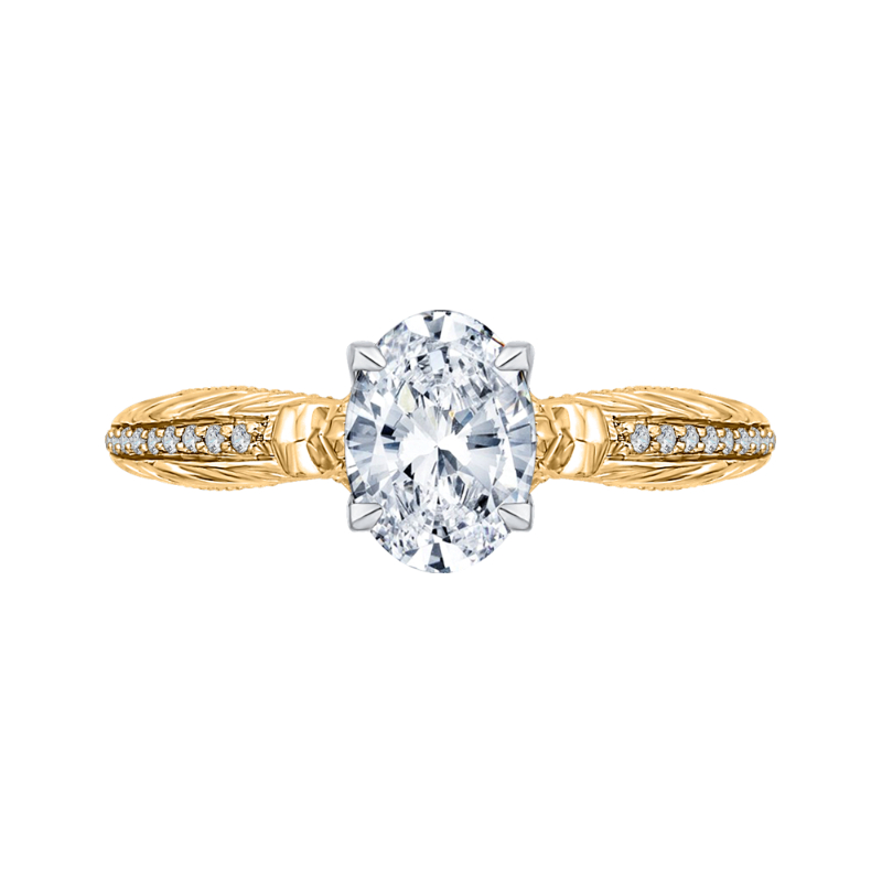 Oval Cut Diamond Engagement Ring in 14K Two Tone Gold (Semi-Mount)