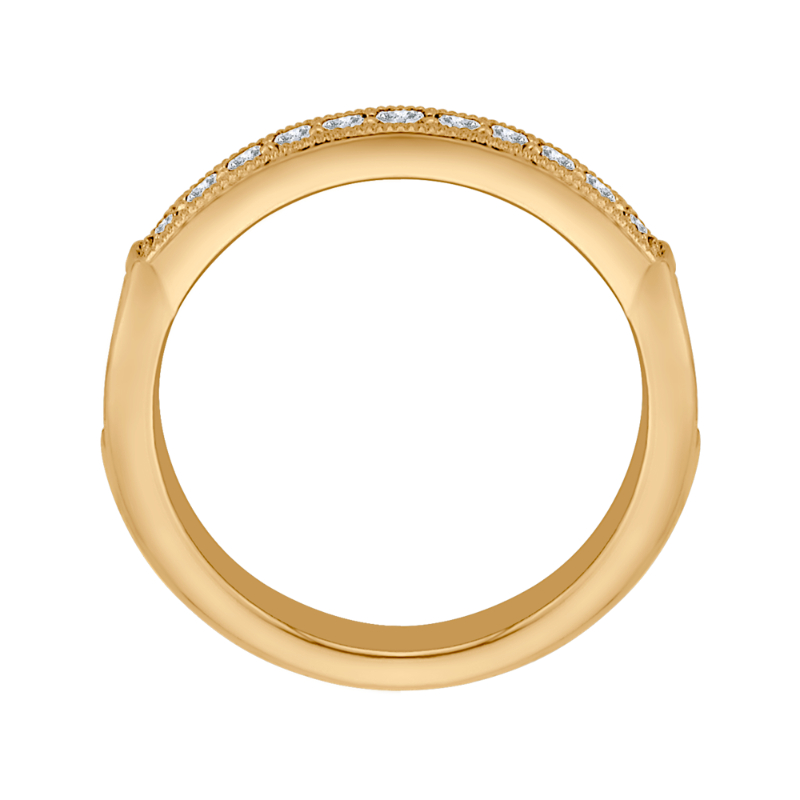 Round and Princess Cut Diamond Wedding Band in 14K Yellow Gold