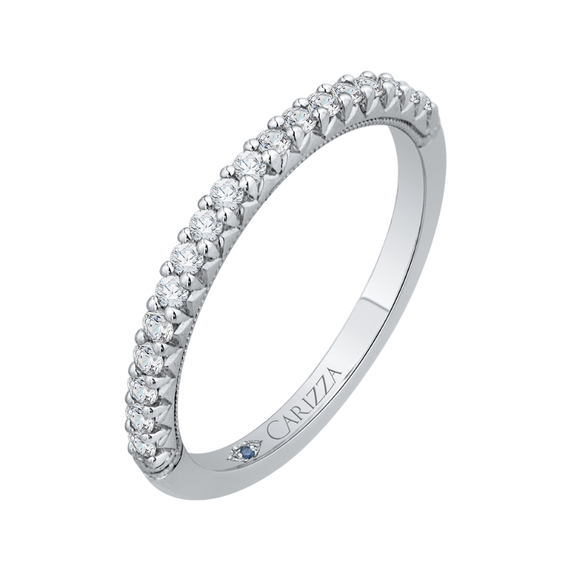 Round Diamond Wedding Band in 14K White Gold