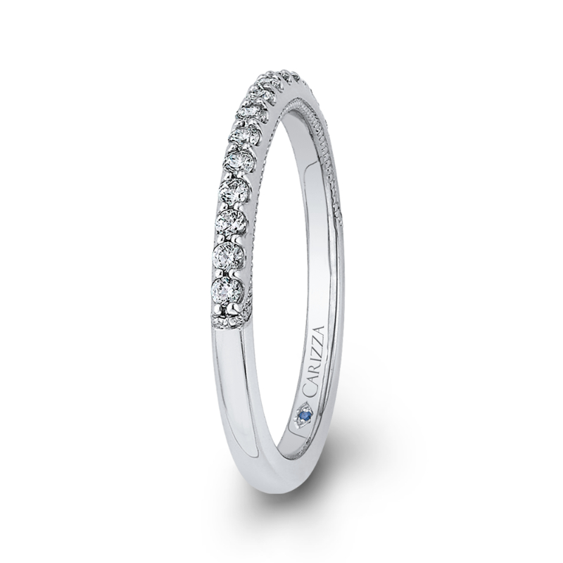 Round Diamond Wedding Band in 14K White Gold