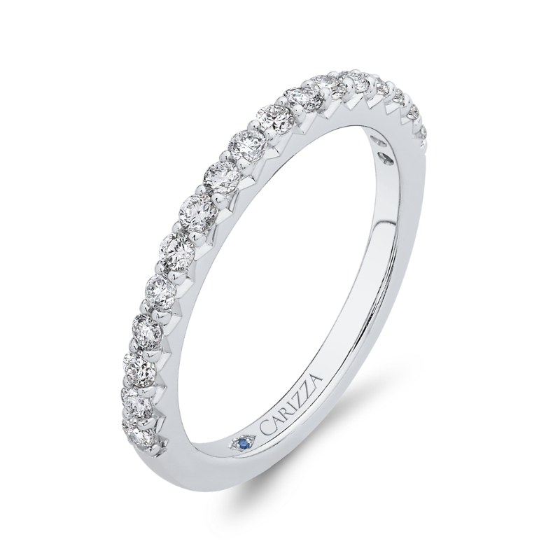 Round Diamond Half-Eternity Wedding Band in 14K White Gold