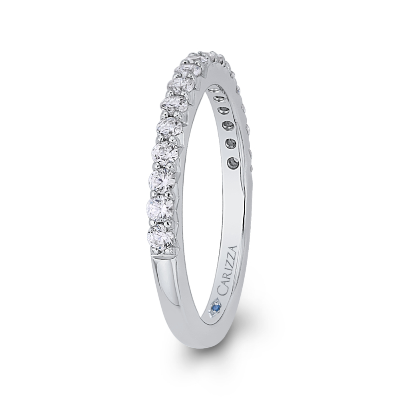 Round Diamond Half-Eternity Wedding Band in 14K White Gold