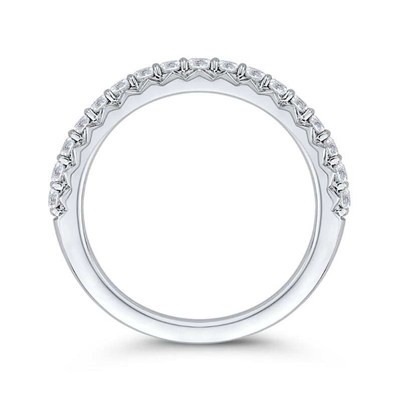 Round Diamond Half-Eternity Wedding Band in 14K White Gold