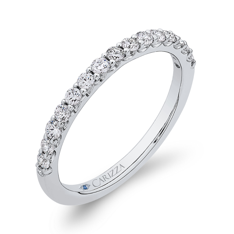 Round Diamond Half-Eternity Wedding Band in 14K White Gold
