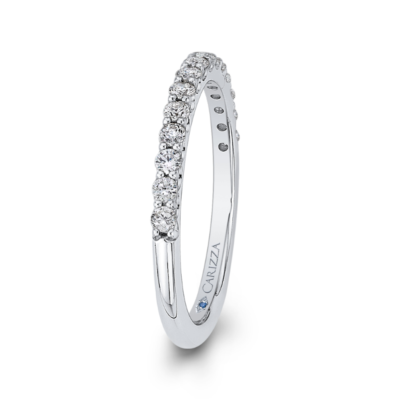 Round Diamond Half-Eternity Wedding Band in 14K White Gold