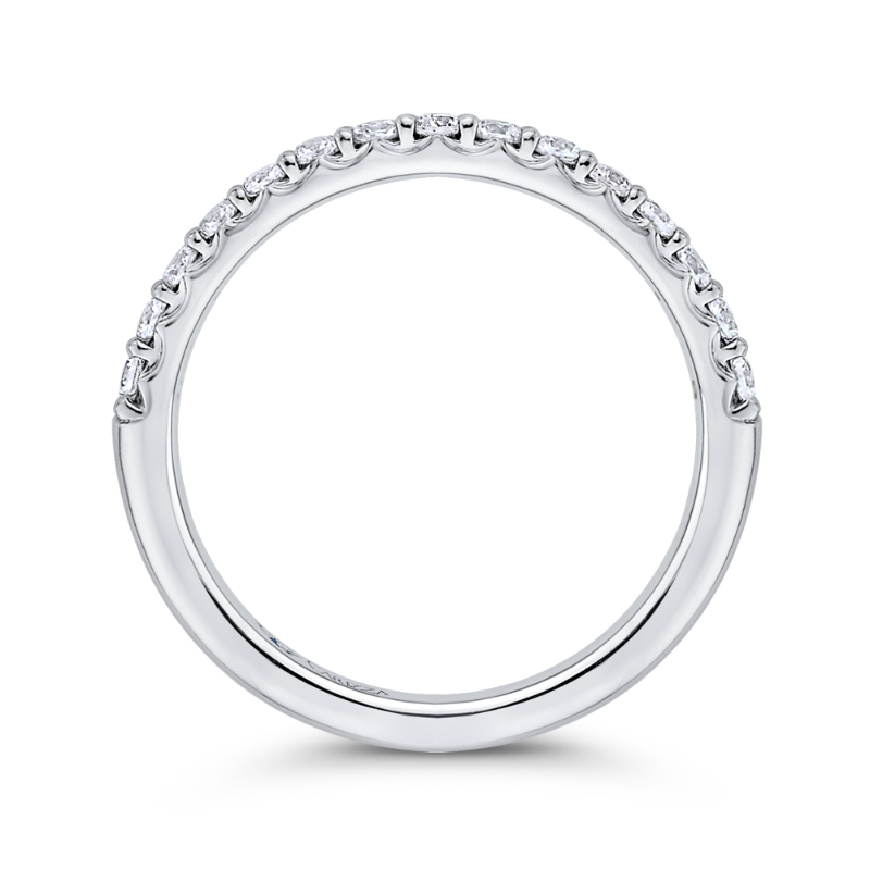 Round Diamond Half-Eternity Wedding Band in 14K White Gold