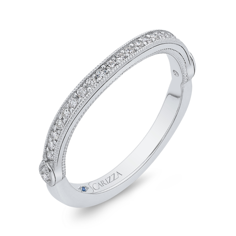 Round Diamond Half-Eternity Wedding Band in 14K White Gold