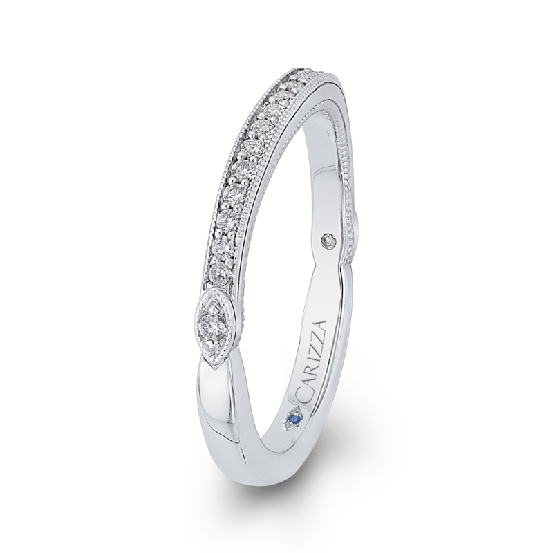 Round Diamond Half-Eternity Wedding Band in 14K White Gold