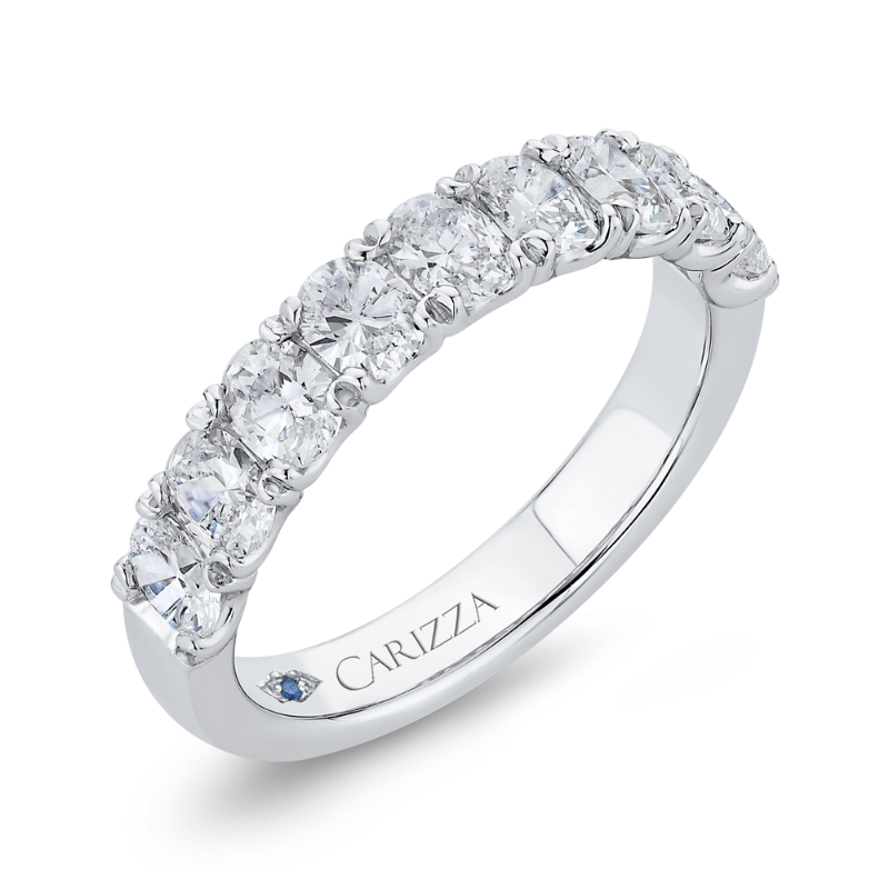 Oval Cut Diamond Half-Eternity Wedding Band in 14K White Gold