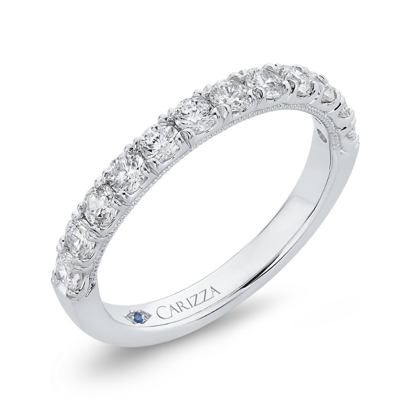 Half-Eternity Round Diamond Wedding Band in 14K White Gold