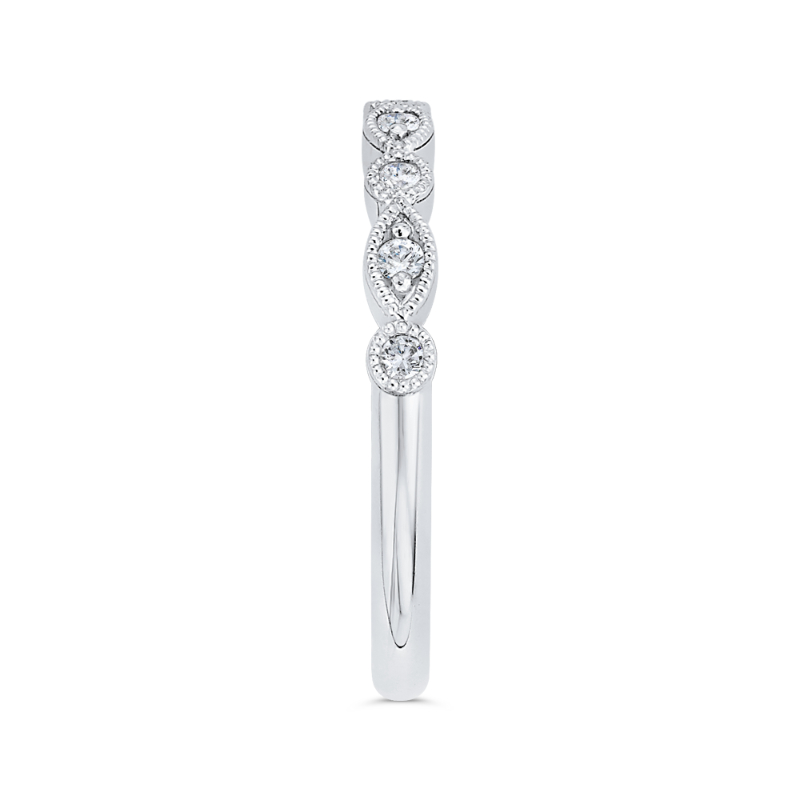 Round Half Run Diamond Wedding Band in 14K White Gold