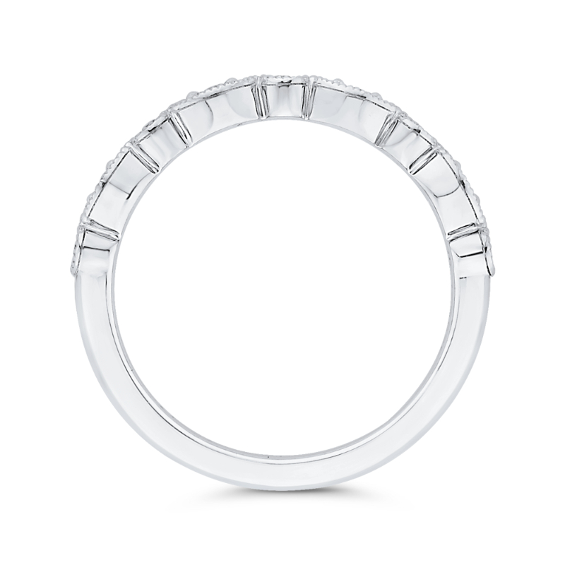 Round Half Run Diamond Wedding Band in 14K White Gold