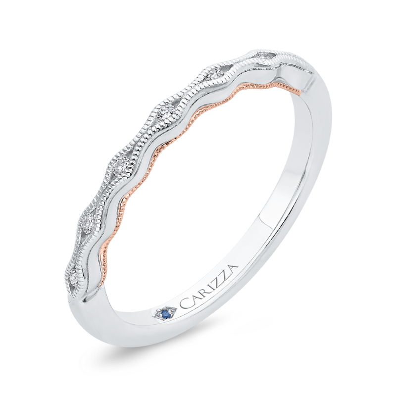Diamond Wedding Band in 14K Two Tone Gold