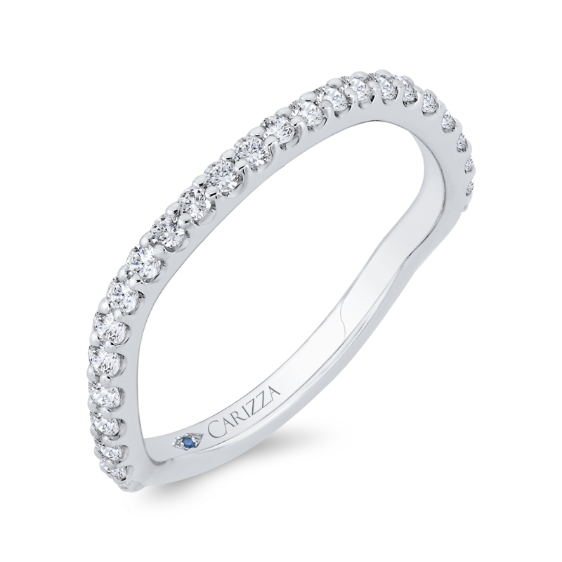 3/4 Run Round Diamond Wedding Band in 14K White Gold