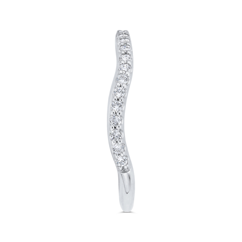 3/4 Run Round Diamond Wedding Band in 14K White Gold